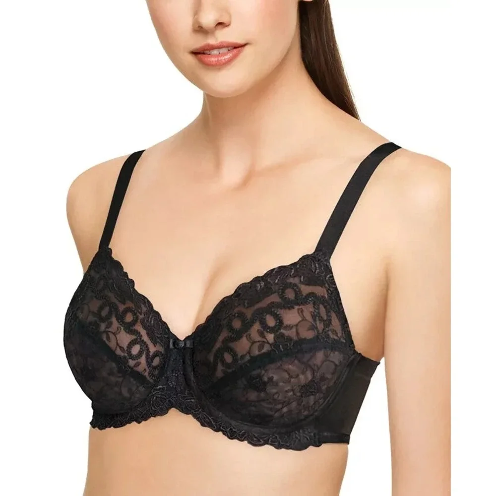 Wacoal Renaissance Rose Underwire Bra 85720 Black Size 36DD 36 DD‎